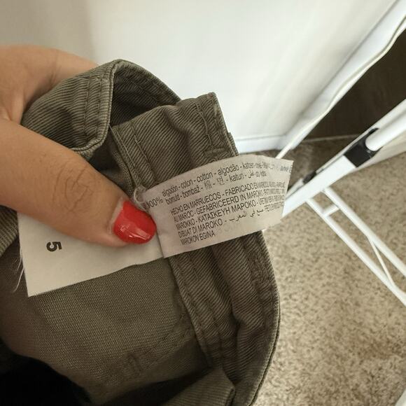 Zara Womens Cargo Pants 4 Green Straight Leg Pockets Y2K Gorpcore Streetwear - Picture 5 of 7